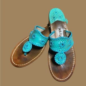 Jack Rogers women’s sandal.  Size 10M. Tiffany/teal blue crocodile pattern.